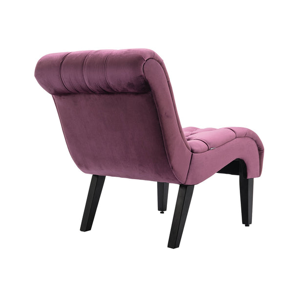 English Elm COOLMORE Velvet Armless Accent Chair with Solid Wood Frame, Curved Foam Seat for Stylish Comfort Purple W39550126