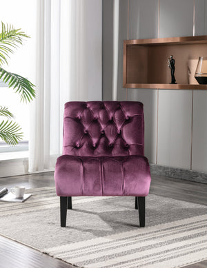 English Elm COOLMORE Velvet Armless Barrel Accent Chair with Solid Wood Frame, Plush Foam Upholstery, Stylish Living Room Seating Purple W39550126