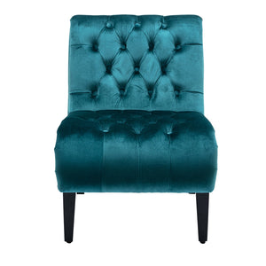 English Elm COOLMORE Velvet Armless Barrel Accent Chair with Solid Wood Frame, Plush Foam Upholstery, Stylish Living Room Seating Teal W39550125