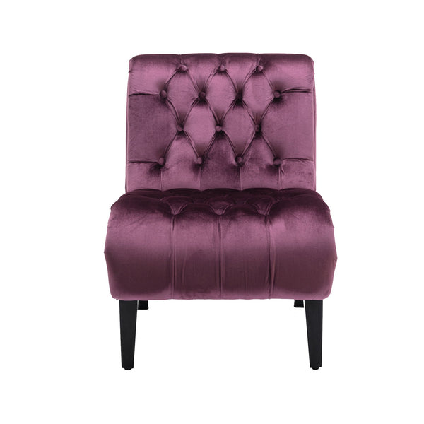 English Elm COOLMORE Velvet Armless Barrel Accent Chair with Solid Wood Frame, Plush Foam Upholstery, Stylish Living Room Seating Purple W39550126