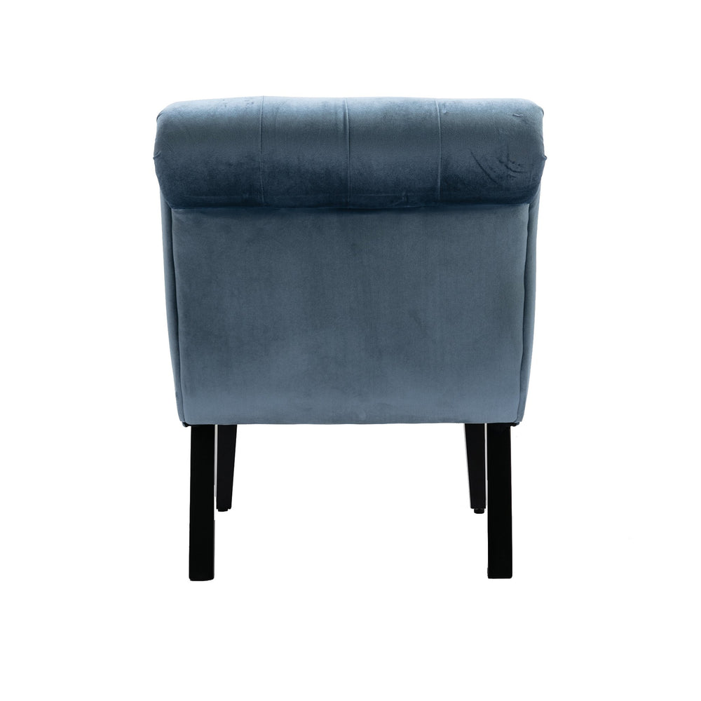 English Elm COOLMORE Velvet Armless Accent Chair with Solid Wood Frame Comfortable Upholstered Barrel Seat Light Blue W39550131