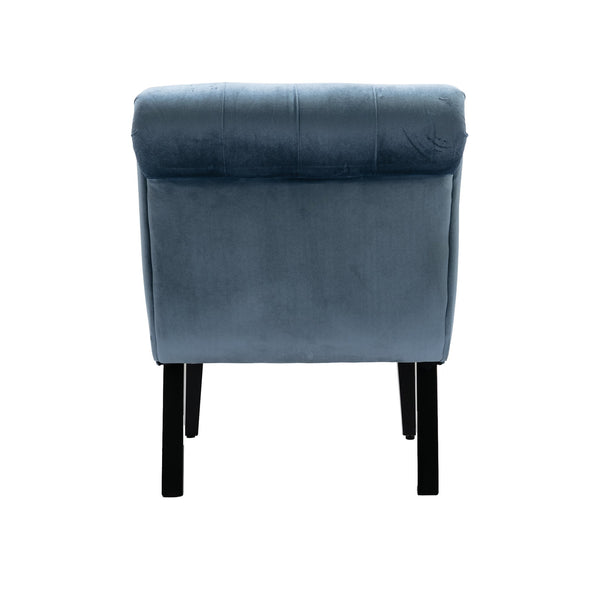 English Elm COOLMORE Velvet Armless Accent Chair with Solid Wood Frame, Plush Foam Seat, Stylish Barrel Design Light Blue W39550131