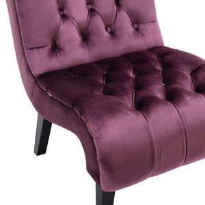 English Elm COOLMORE Velvet Armless Accent Chair with Solid Wood Frame, Curved Foam Seat for Stylish Comfort Purple W39550126