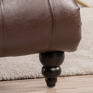 English Elm Tufted Armless Chaise Lounge with Birch Legs Deep Seat Velvet Upholstered Accent Dark Brown W68039273