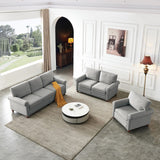 English Elm Linen Fabric Upholstery With Storage Sofa 1+2+3 Sectional (Grey)