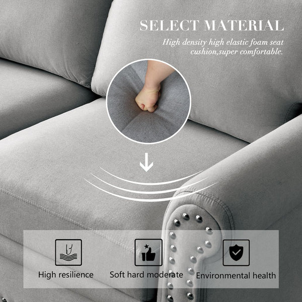 English Elm Linen Fabric Upholstery Sectional Sofa With Storage - Modern 1+2+3 Design For Cozy Living Spaces W1097S00061