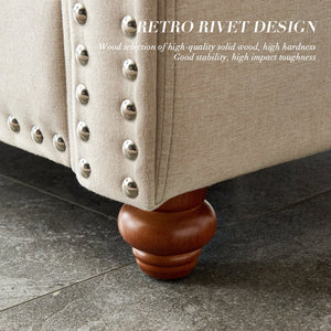 English Elm Linen Upholstery Sectional Sofa With Storage - Elegant Beige, Seats 5, Perfect For Modern Living Spaces W1097S00056