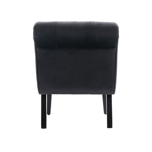 English Elm COOLMORE Velvet Armless Barrel Accent Chair with Solid Wood Frame, Plush Foam Upholstery, Stylish Living Room Seating Black W39550128