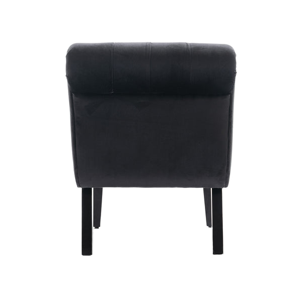 English Elm COOLMORE Velvet Armless Barrel Accent Chair with Solid Wood Frame, Plush Foam Upholstery, Stylish Living Room Seating Black W39550128