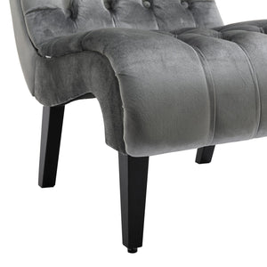 English Elm COOLMORE Velvet Armless Accent Chair with Solid Wood Frame Comfortable Upholstered Barrel Seat Silver W39550130