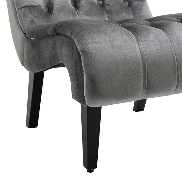 English Elm COOLMORE Velvet Armless Accent Chair with Solid Wood Frame Comfortable Upholstered Barrel Seat Silver W39550130