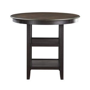 English Elm Brown Round Counter Height Table with 2 Display Shelves, Brown & Black Acacia Veneer, 42" Dia x 36" H Stylish Transitional Dining B01155791