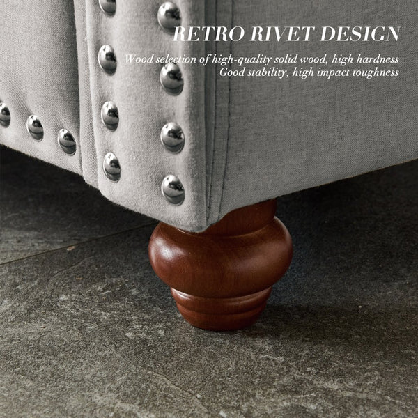 English Elm Linen Upholstered Sectional Sofa With Storage For 5 - Modern Grey Fabric & Removable Covers W1097S00060