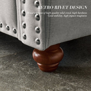 English Elm Linen Fabric Upholstery Sofa With Storage Compartment - Stylish Grey 3-Seater For Modern Living Spaces W1097S00058