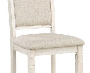 English Elm Antique Acacia Veneer Side Chairs Set of 2 with Beige Textured Upholstery, Transitional Dining Style Antique White 44.25 L x 19.75 W x 13 H B01155794