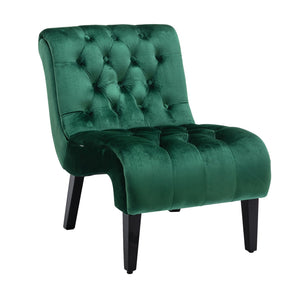 English Elm COOLMORE Velvet Armless Barrel Accent Chair with Solid Wood Frame, Plush Foam Upholstery, Stylish Living Room Seating Green W39550124