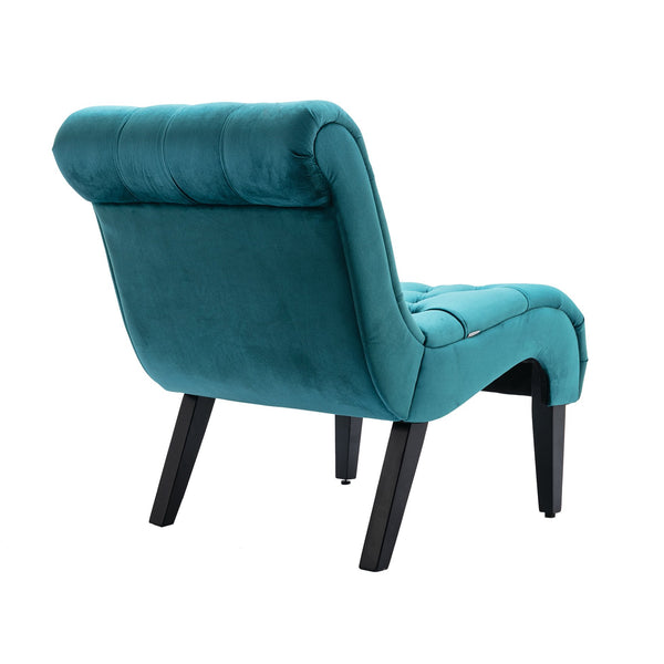 English Elm COOLMORE Velvet Armless Accent Chair with Solid Wood Frame, Curved Foam Seat for Stylish Comfort Teal W39550125