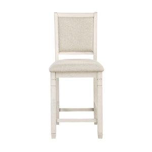 English Elm Antique Acacia Veneer Side Chairs Set of 2 with Beige Textured Upholstery, Transitional Dining Style Antique White 44.25 L x 19.75 W x 13 H B01155794