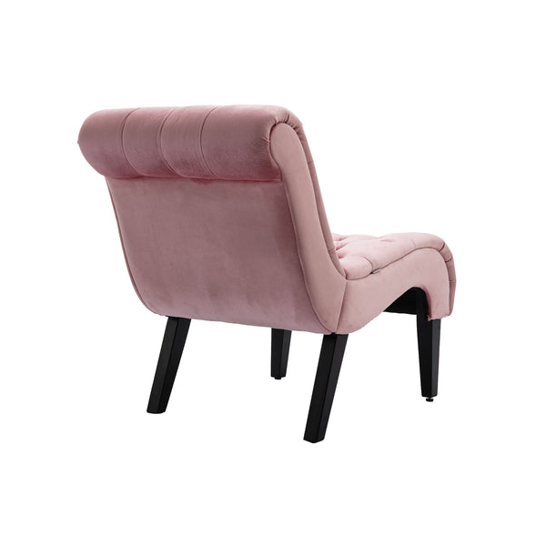 English Elm COOLMORE Velvet Armless Accent Chair with Solid Wood Frame, Curved Foam Seat for Stylish Comfort Pink W39550123