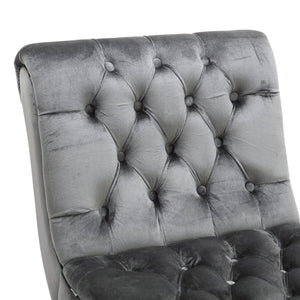 English Elm COOLMORE Velvet Armless Accent Chair with Solid Wood Frame Comfortable Upholstered Barrel Seat Silver W39550130