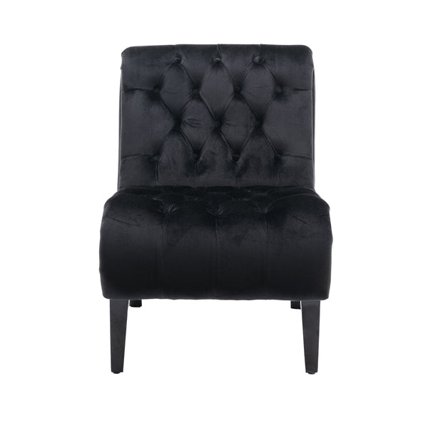 English Elm COOLMORE Velvet Armless Barrel Accent Chair with Solid Wood Frame, Plush Foam Upholstery, Stylish Living Room Seating Black W39550128