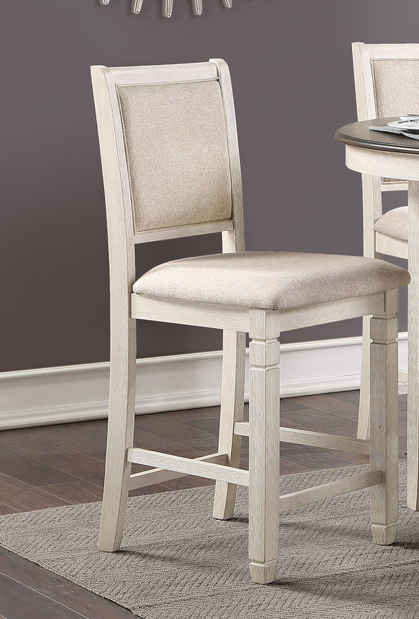 English Elm Antique Acacia Veneer Side Chairs Set of 2 with Beige Textured Upholstery, Transitional Dining Style Antique White 44.25 L x 19.75 W x 13 H B01155794