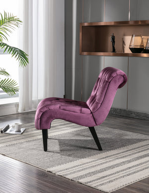 English Elm COOLMORE Velvet Armless Barrel Accent Chair with Solid Wood Frame, Plush Foam Upholstery, Stylish Living Room Seating Purple W39550126