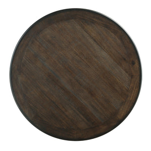 English Elm Brown Round Counter Height Table with 2 Display Shelves, Brown & Black Acacia Veneer, 42" Dia x 36" H Stylish Transitional Dining B01155791