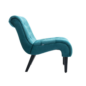 English Elm COOLMORE Velvet Armless Barrel Accent Chair with Solid Wood Frame, Plush Foam Upholstery, Stylish Living Room Seating Teal W39550125