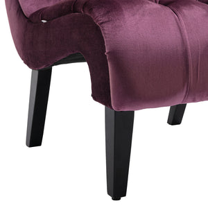 English Elm COOLMORE Velvet Armless Barrel Accent Chair with Solid Wood Frame, Plush Foam Upholstery, Stylish Living Room Seating Purple W39550126