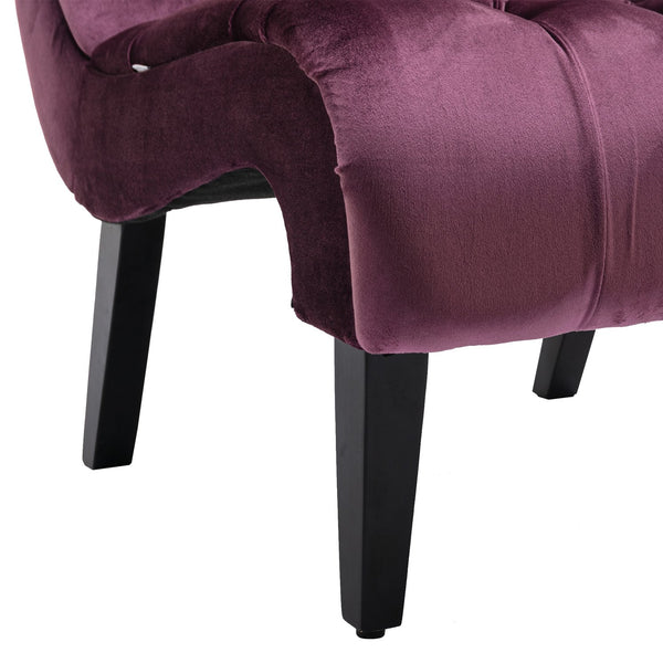 English Elm COOLMORE Velvet Armless Barrel Accent Chair with Solid Wood Frame, Plush Foam Upholstery, Stylish Living Room Seating Purple W39550126