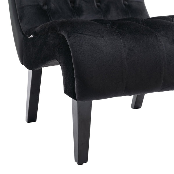 English Elm COOLMORE Velvet Armless Barrel Accent Chair with Solid Wood Frame, Plush Foam Upholstery, Stylish Living Room Seating Black W39550128