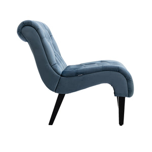 English Elm COOLMORE Velvet Armless Accent Chair with Solid Wood Frame Comfortable Upholstered Barrel Seat Light Blue W39550131