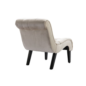 English Elm COOLMORE Velvet Armless Accent Chair with Solid Wood Frame, Curved Foam Seat for Stylish Comfort Beige W39550129