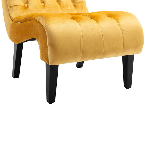 English Elm COOLMORE Velvet Armless Accent Chair with Solid Wood Frame, Curved Foam Seat for Stylish Comfort Mustard W39550127
