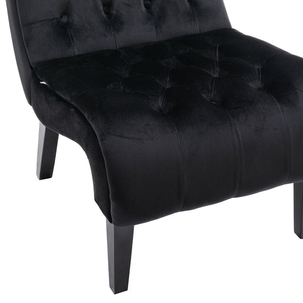 English Elm COOLMORE Velvet Armless Barrel Accent Chair with Solid Wood Frame, Plush Foam Upholstery, Stylish Living Room Seating Black W39550128