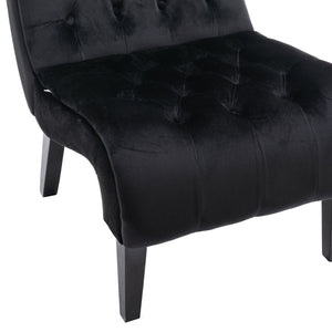 English Elm COOLMORE Velvet Armless Accent Chair with Solid Wood Frame, Curved Foam Seat for Stylish Comfort Black W39550128