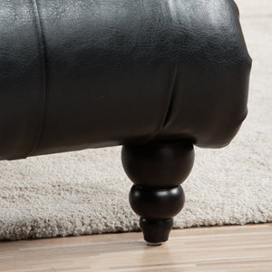 English Elm Tufted Armless Chaise Lounge with Birch Legs Deep Seat Velvet Upholstered Accent Black Pu W68039274