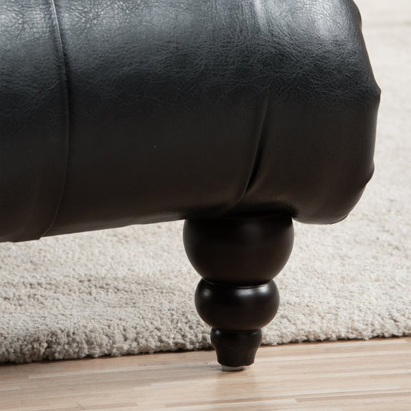 English Elm Tufted Armless Chaise Lounge with Birch Legs Deep Seat Velvet Upholstered Accent Black Pu W68039274