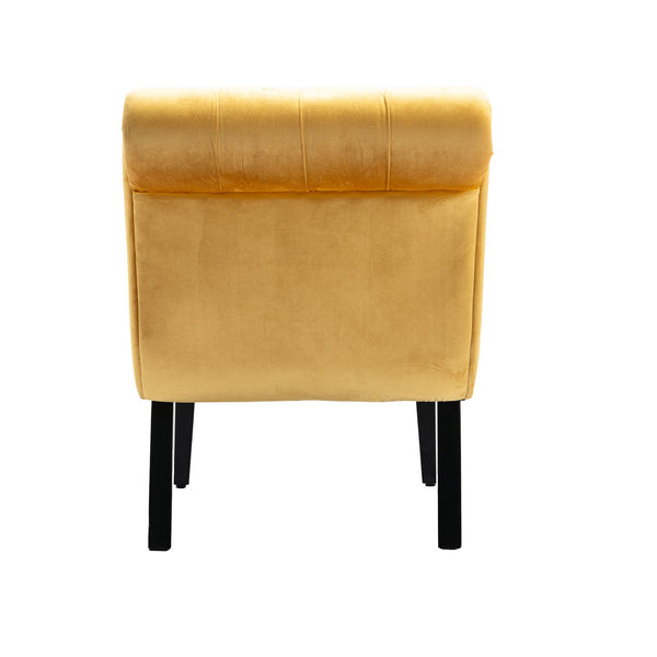 English Elm COOLMORE Velvet Armless Accent Chair with Solid Wood Frame, Curved Foam Seat for Stylish Comfort Mustard W39550127