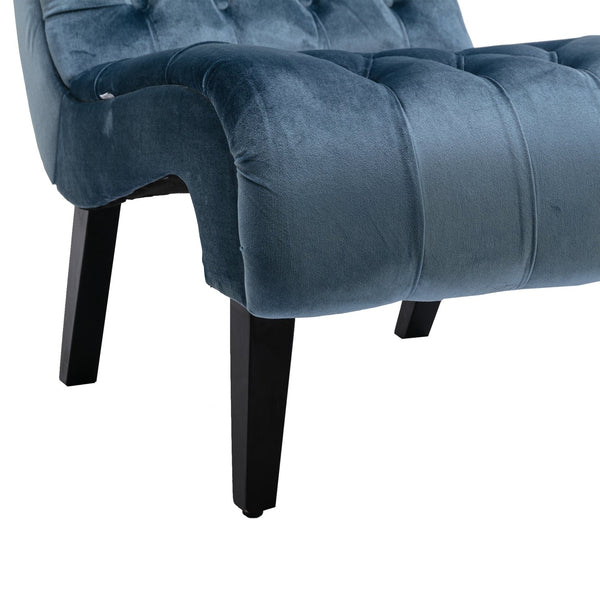 English Elm COOLMORE Velvet Armless Accent Chair with Solid Wood Frame Comfortable Upholstered Barrel Seat Light Blue W39550131