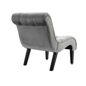 English Elm COOLMORE Velvet Armless Accent Chair with Solid Wood Frame Comfortable Upholstered Barrel Seat Silver W39550130