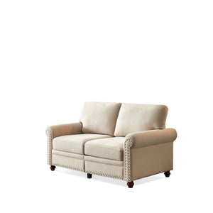 English Elm Linen Upholstered Storage Loveseat In Beige - Modern Comfort, Durable Design For Any Living Space W1097S00054