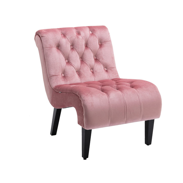 English Elm COOLMORE Velvet Armless Barrel Accent Chair with Solid Wood Frame, Plush Foam Upholstery, Stylish Living Room Seating Pink W39550123