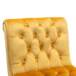 English Elm COOLMORE Velvet Armless Barrel Accent Chair with Solid Wood Frame, Plush Foam Upholstery, Stylish Living Room Seating Mustard W39550127