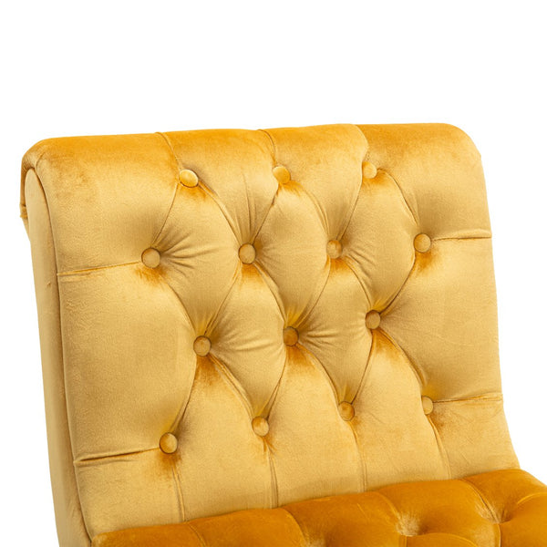 English Elm COOLMORE Velvet Armless Accent Chair with Solid Wood Frame, Curved Foam Seat for Stylish Comfort Mustard W39550127