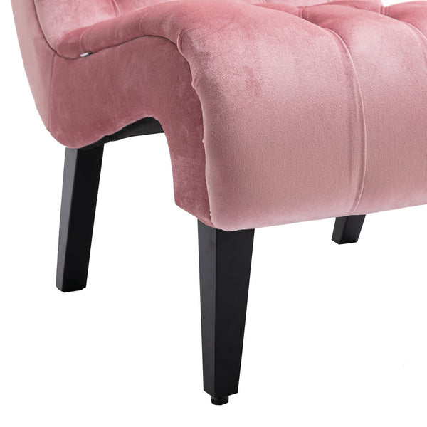 English Elm COOLMORE Velvet Armless Accent Chair with Solid Wood Frame, Curved Foam Seat for Stylish Comfort Pink W39550123