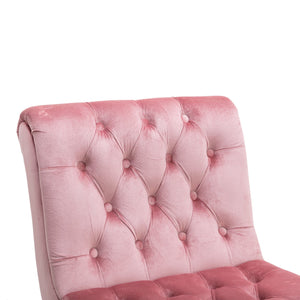 English Elm COOLMORE Velvet Armless Barrel Accent Chair with Solid Wood Frame, Plush Foam Upholstery, Stylish Living Room Seating Pink W39550123