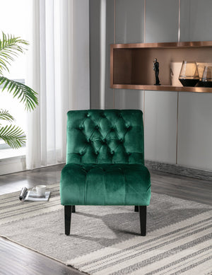 English Elm COOLMORE Velvet Armless Barrel Accent Chair with Solid Wood Frame, Plush Foam Upholstery, Stylish Living Room Seating Green W39550124