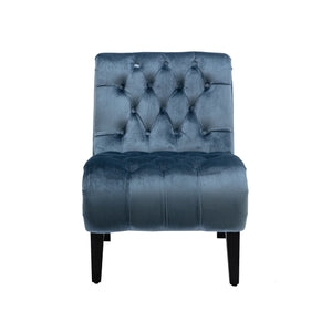 English Elm COOLMORE Velvet Armless Accent Chair with Solid Wood Frame Comfortable Upholstered Barrel Seat Light Blue W39550131